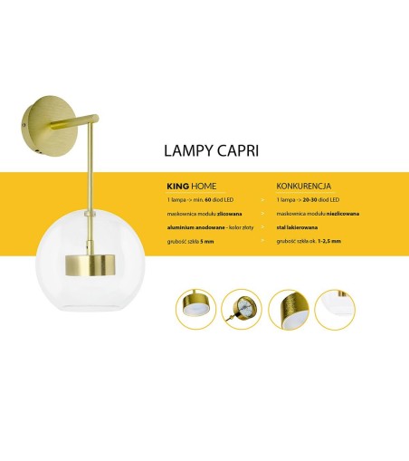 Lampa ścienna CAPRI WALL 6 złota