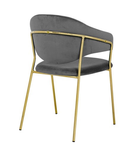 Krzesło NAOMI ciemny szary - welur, podstawa złota