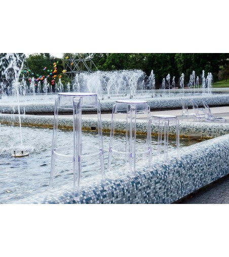 Stołek CHARLES 46 transparentny - poliwęglan