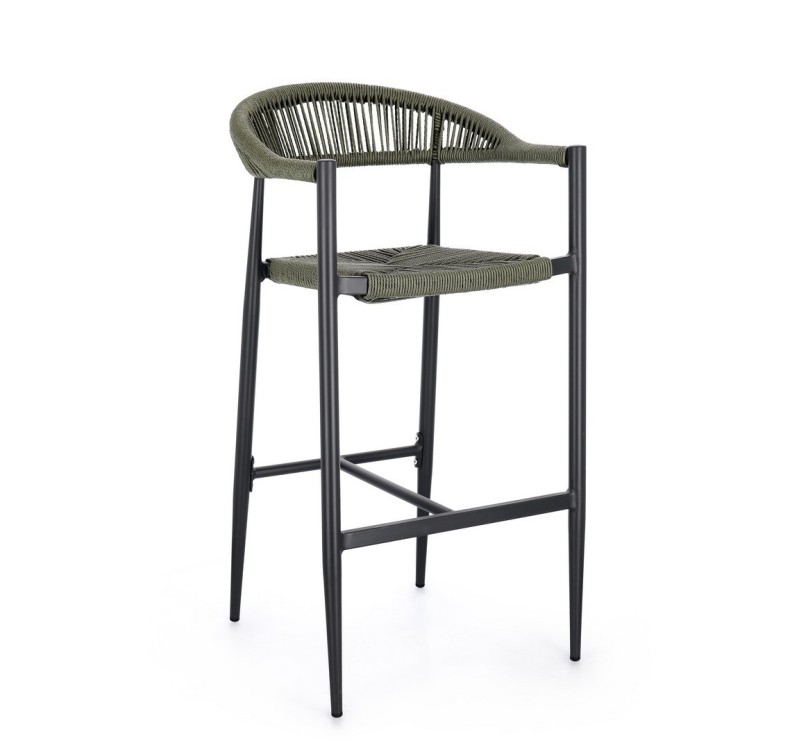 BIZZOTTO krzesło barowe ogrodowe JANDIA   szare / zielone