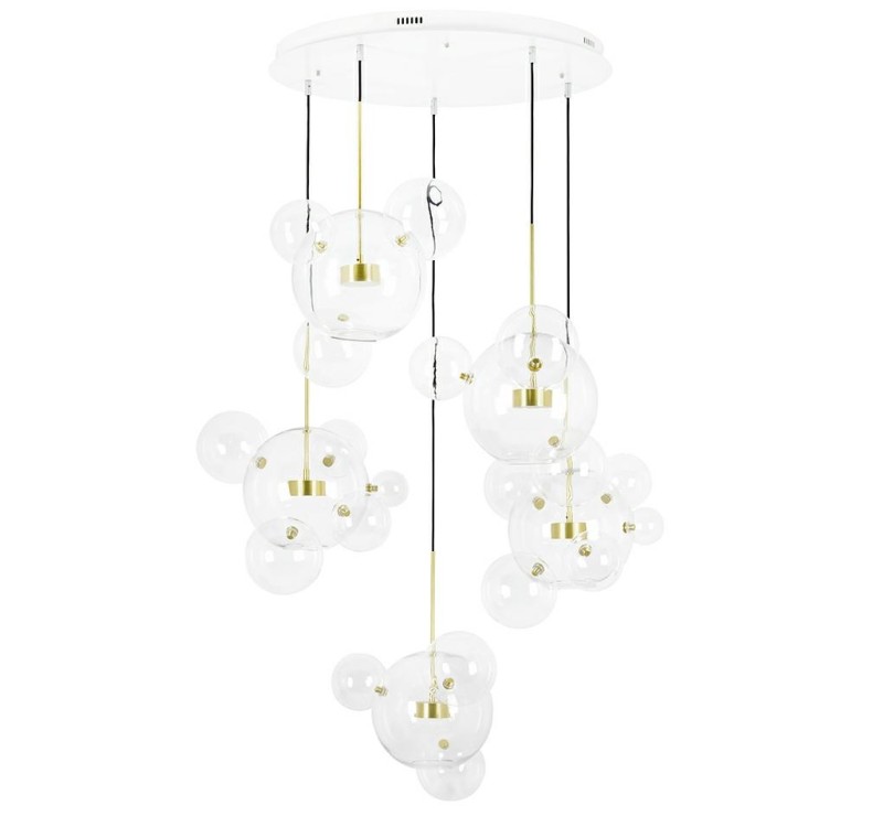 MOOSEE Lampa wisząca CAPRI DISC 5 złota   - 300 LED, aluminium, szkło