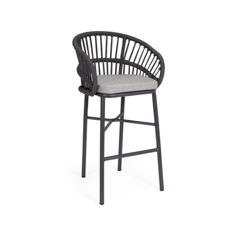 BIZZOTTO krzesło barowe ogrodowe          ODIVELAS czarne