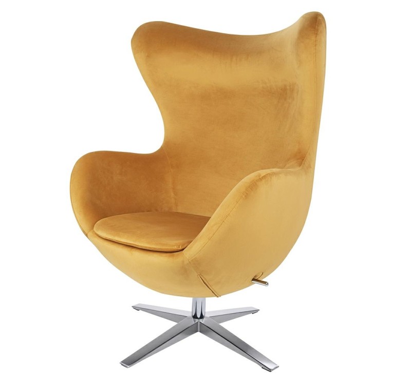 Fotel EGG SZEROKI VELVET musztardowy