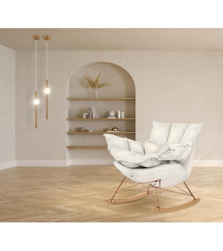 Fotel bujany SWING VELVET beżowy