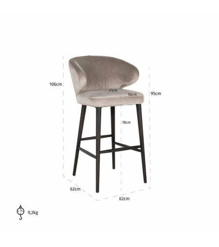 RICHMOND krzesło barowe INDIGO KHAKI 78 - welur