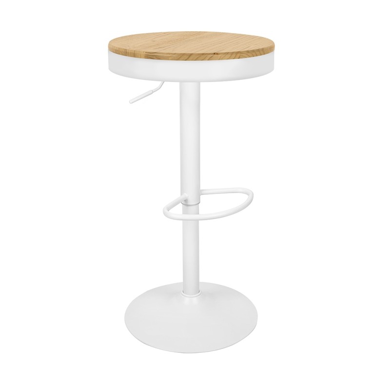 Krzesło barowe VOLT regulowane białe / naturalne