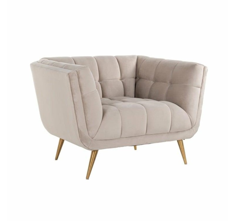 RICHMOND fotel HUXLEY KHAKI - welur, szczotkowane złoto