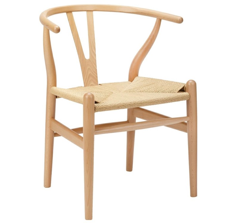 Krzesło WISHBONE natural - drewno bukowe, naturalne włókno