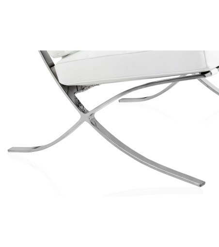 Fotel BARCELON PRESTIGE PLUS biały - włoska selekcjonowana skóra naturalna, stal