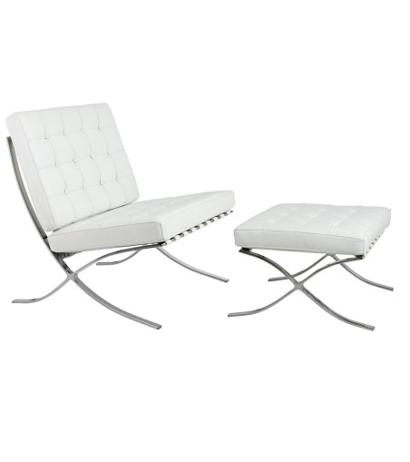 Fotel BARCELON PRESTIGE PLUS biały - włoska selekcjonowana skóra naturalna, stal