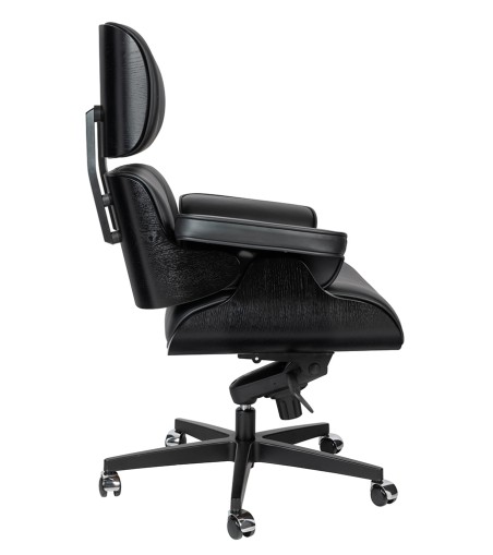 Fotel biurowy LOUNGE GUBERNATOR czarny - czarny jesion, skóra naturalna, podstawa czarna