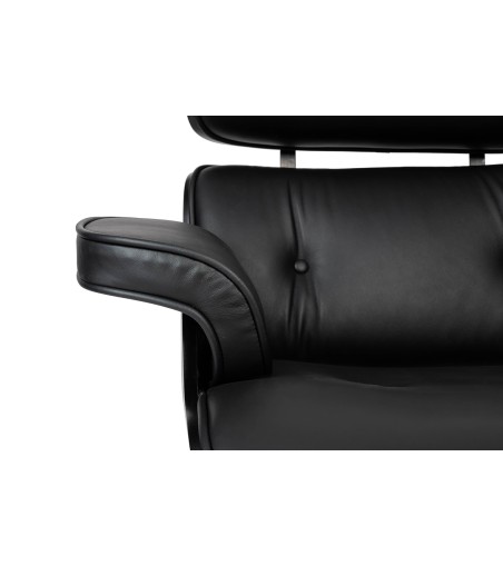 Fotel biurowy LOUNGE GUBERNATOR czarny - czarny jesion, skóra naturalna, podstawa czarna