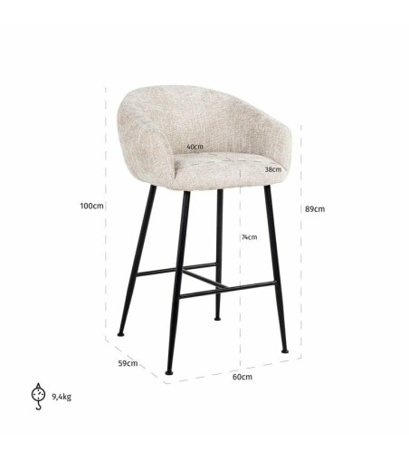 RICHMOND krzesło barowe AVANTI jasny beż