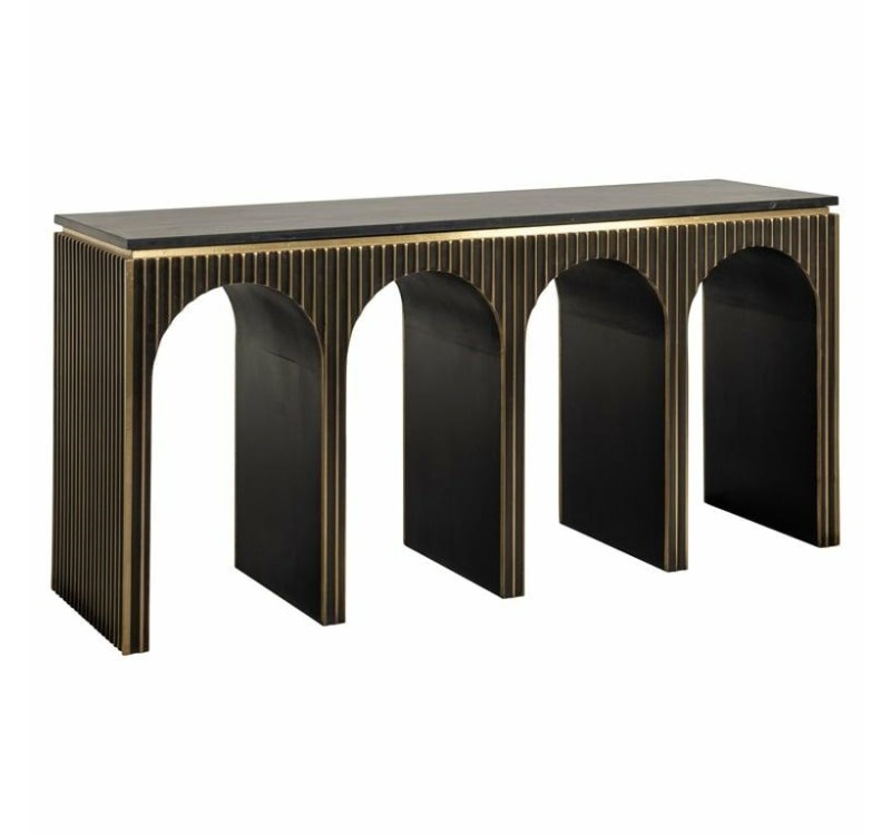 RICHMOND konsola LES ARCS - szczotkowane  złoto, mosiądz, marmur, MDF